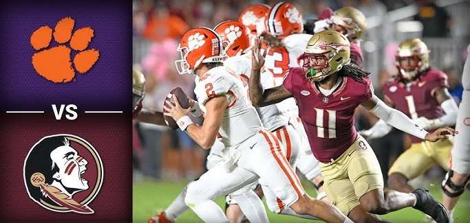 Florida State Seminoles vs. Clemson Tigers NCAA College Football Week 11 - Nov.8, 2025.